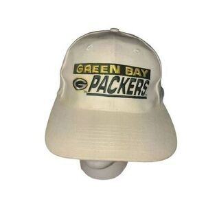 Vintage 1990s Green Bay Packers White Hat Snapback Cap Logo Athletic NFL OSFA